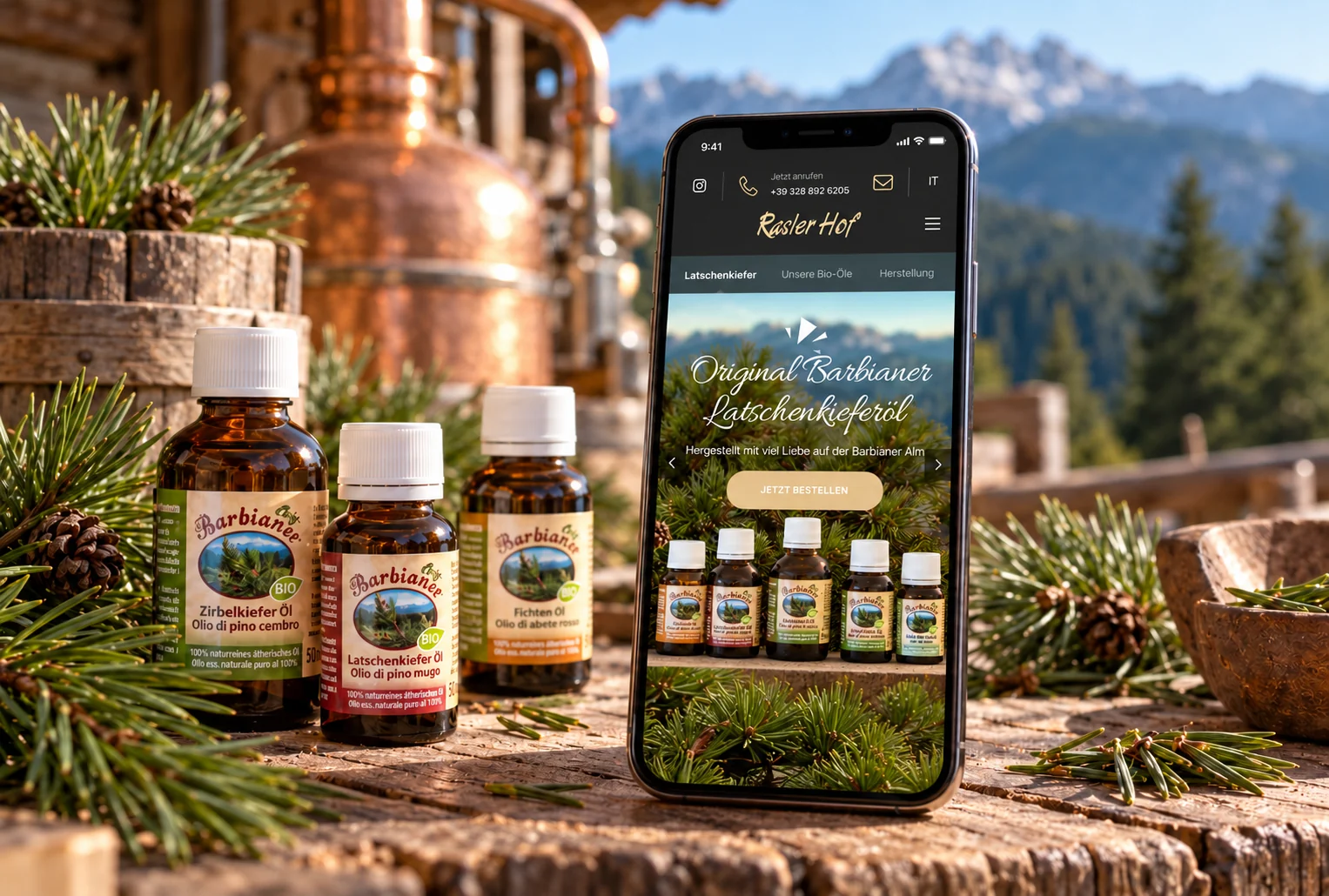 Website von Latschenkiefer im Geräte-Mockup